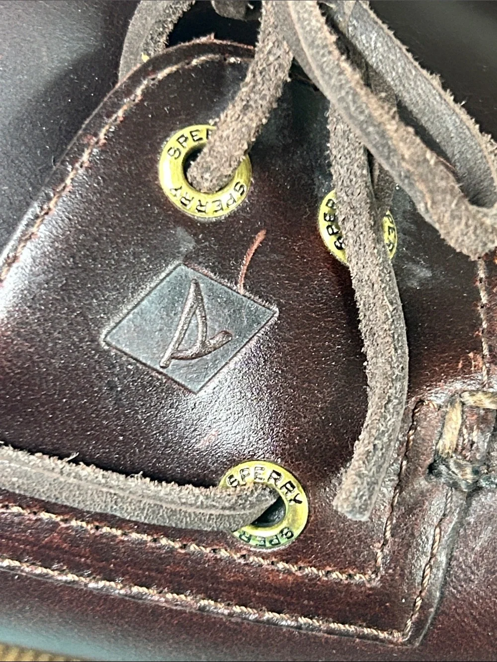 Sperry Top Siders Men’s Dark Brown Amaretto Leather Moc Toe Boat Shoes